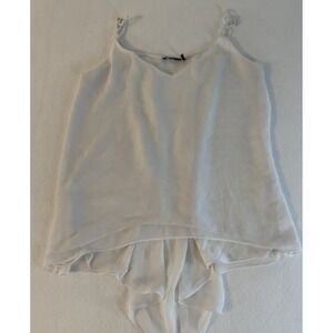 Marciano Semi Sheer Tank With Flow Design In Back In White /Size Medium